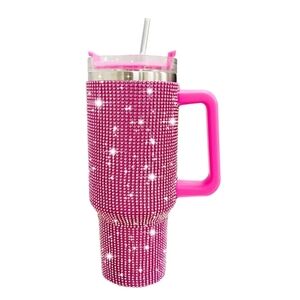 Pink Rhinestone Travel Mug